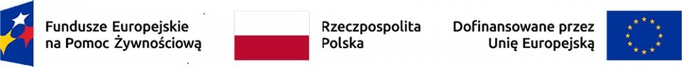 Loga Programu: Fundusze Europejskie na Pomoc Żywnościową, Flaga PL, Flaga UE